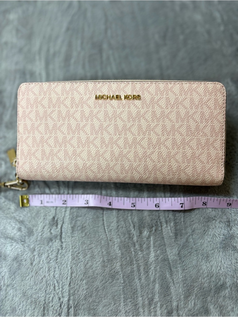 Michael Kors Pink Logo-Print Wristlet Clutch with Gold Hardware - Picture 2 of 6